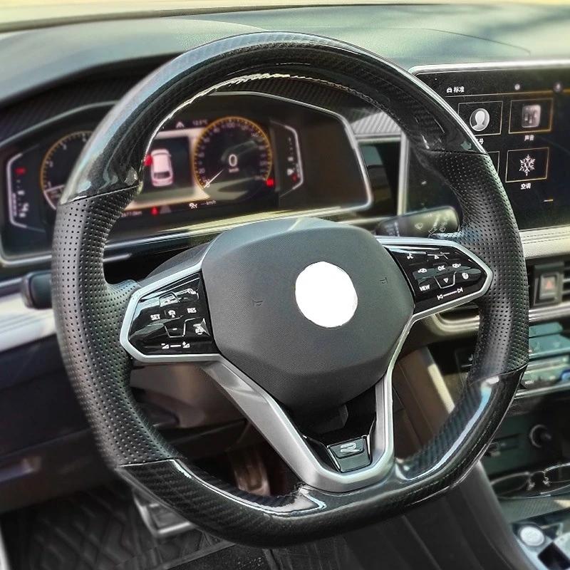 Hand-Stitched Soft Black Carbon Fiber Black Suede Car Steering Wheel Cover For Volkswagen Golf 7 Mk7 Passat B8