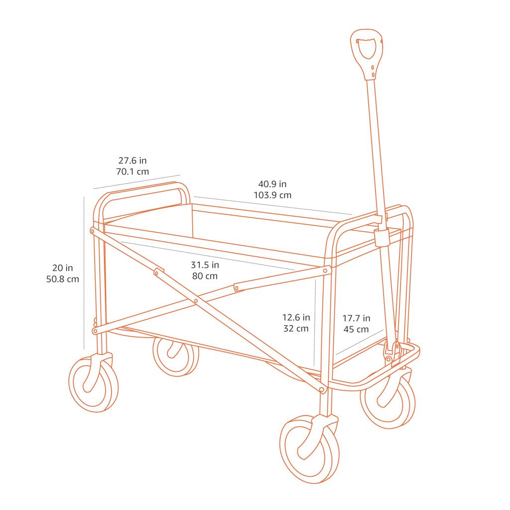 AmazonBasics Utility Wagon Складная садовая утварь для сбора садовых инструментов с чехлом, серая, 103,89 Дx50,8 Шx70,1 Всм