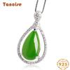 Танциз Стерлингового Серебра 925 Классическое Женское Нефритовое Ожерелье Кулон Циркон Модный Подарок