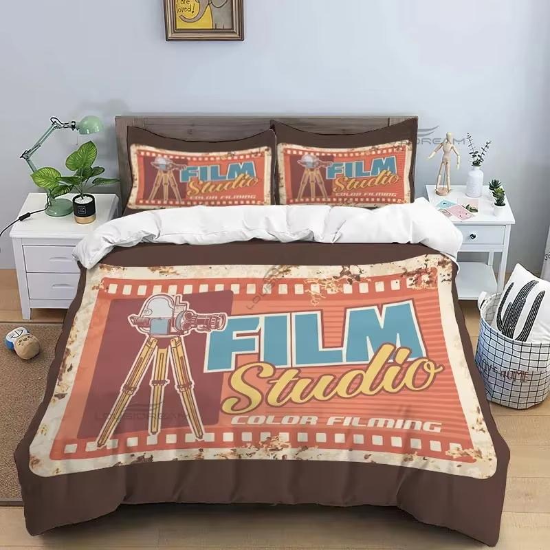 Узор хлопушки для кинофильма, Комплект постельного белья с одеялом, Пододеяльник, Комплект для кровати, Покрывало, Наволочка, Комплект постельного белья размера кинг/квин