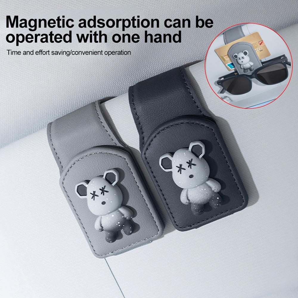 Автомобильный солнцезащитный козырек, зажим для очков, кожаный зажим для очков, магнитный держатель для солнцезащитных очков, вешалка, футляр для очков, аксессуары для салона автомобиля