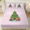 3pcs Pink Christmas Tree Print Coreless Bed Sheet Set Multiple Sizes Soft Bed Cover Bedroom Bedding Decoration Machine Washable