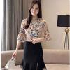 Шифоновые рубашки с цветочным принтом, рубашки большого размера со средними рукавами, женские топы, модные маленькие рубашки в западном стиле, темпераментные футболки