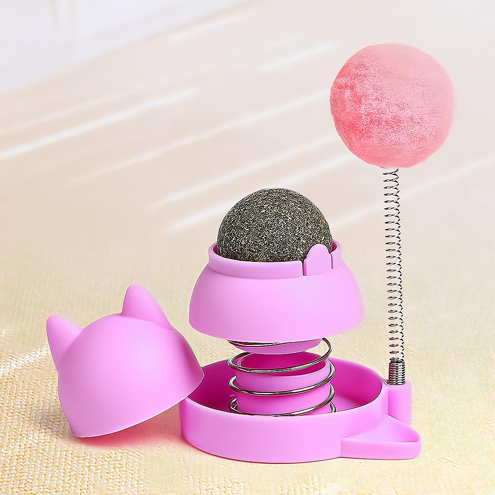 Natural Catnip Cat Rotatable Catnip Spring Ball Toys Clean Mouth Promote Digestion Pet Cat Toys
