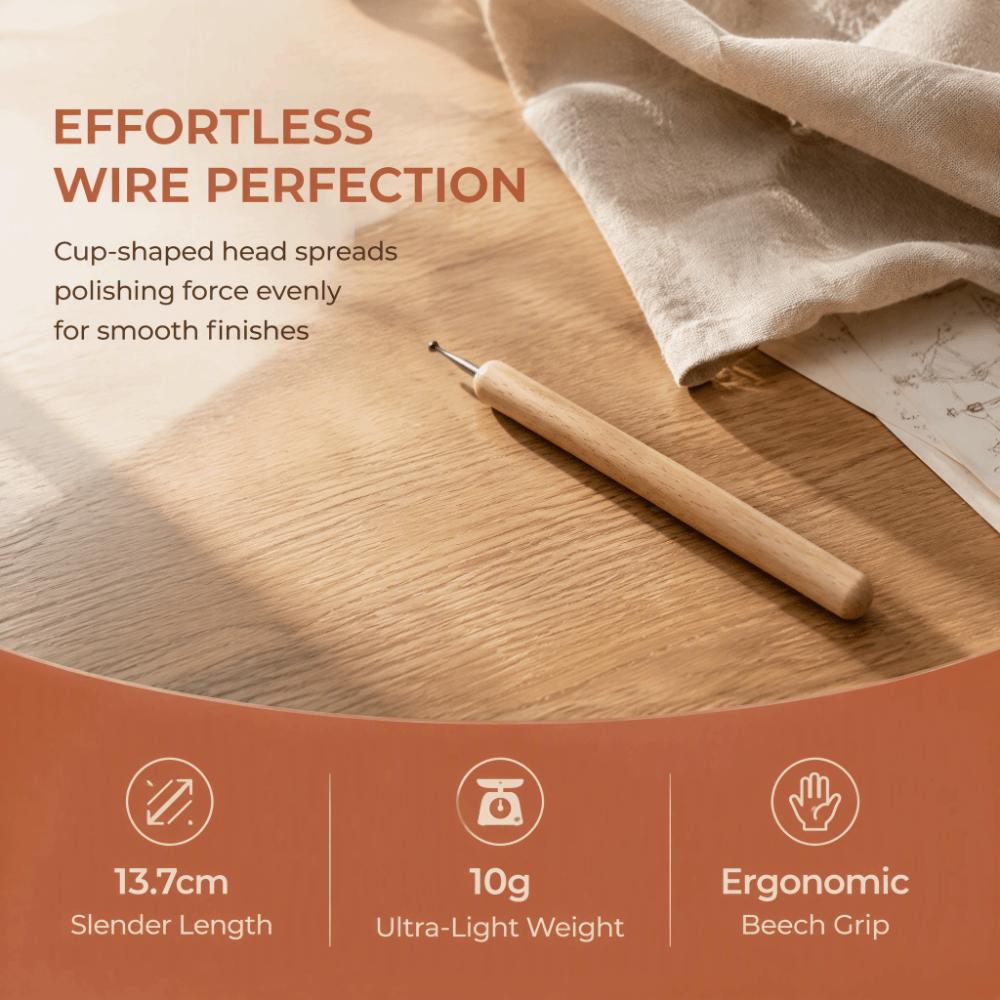 Wooden Handle Wire Rounder Tool Steel Cup Bur Wire Smoother Kit For Studio Workshop