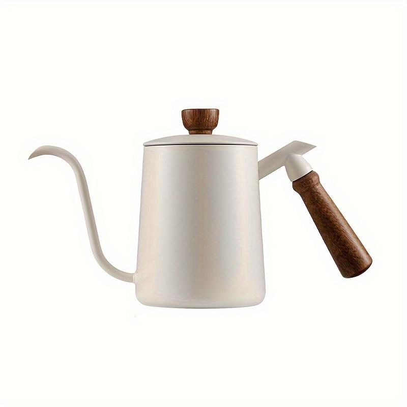 600ML Stainless Steel Pour Over Coffee Kettle with Wood Handle Long Spout Drip Brewer for Home Barista