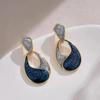 French Retro Water Drop Glaze Haze Blue Earrings Simple Temperament Stud Earrings