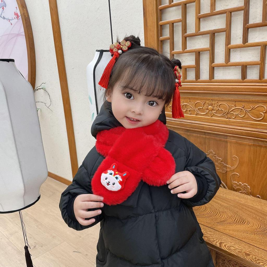 Festive Child's Snood: Red Faux Rabbit Fur for Autumn & Winter