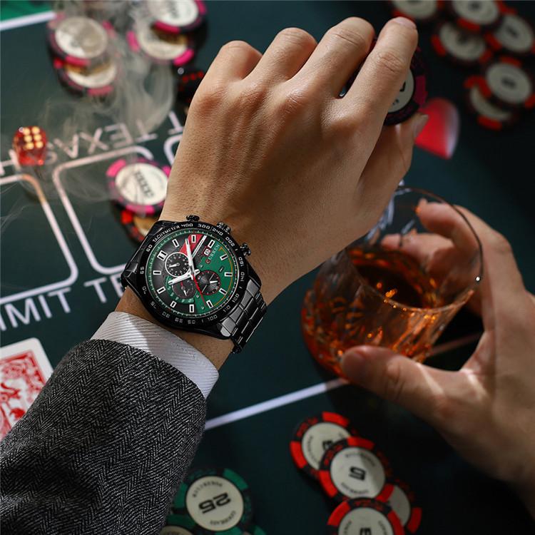 CURREN Мужские многофункциональные спортивные часы со стальным ремнем, мужские модные повседневные часы с шестью контактами