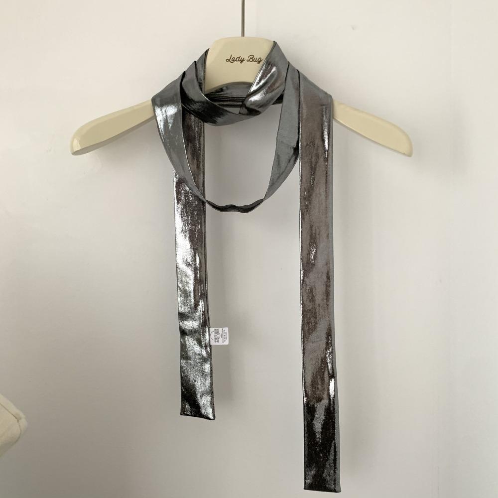 Y2K Liquid Silver Hair Scarf Soft Wrap Punk Bandana Turban Accessories Laser Color Hair Band Girls