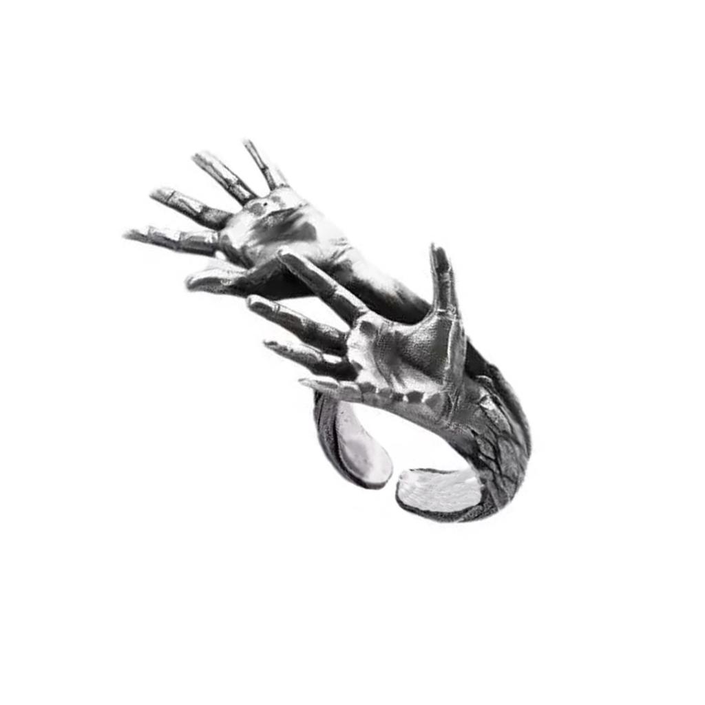 Edgy Skull Hands Ring Punk Style Jewelry For Men And Women Practical Alloy Material Trendy Gothic Accessory