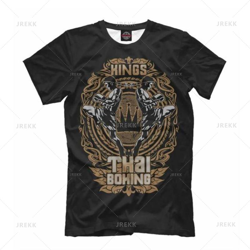 Muay Thai Graphic T Shirt Men Summer Breathable Quick Dry Tees Running Gym Sport Short Sleeves Outdoor Boxing Wrestling Clothes