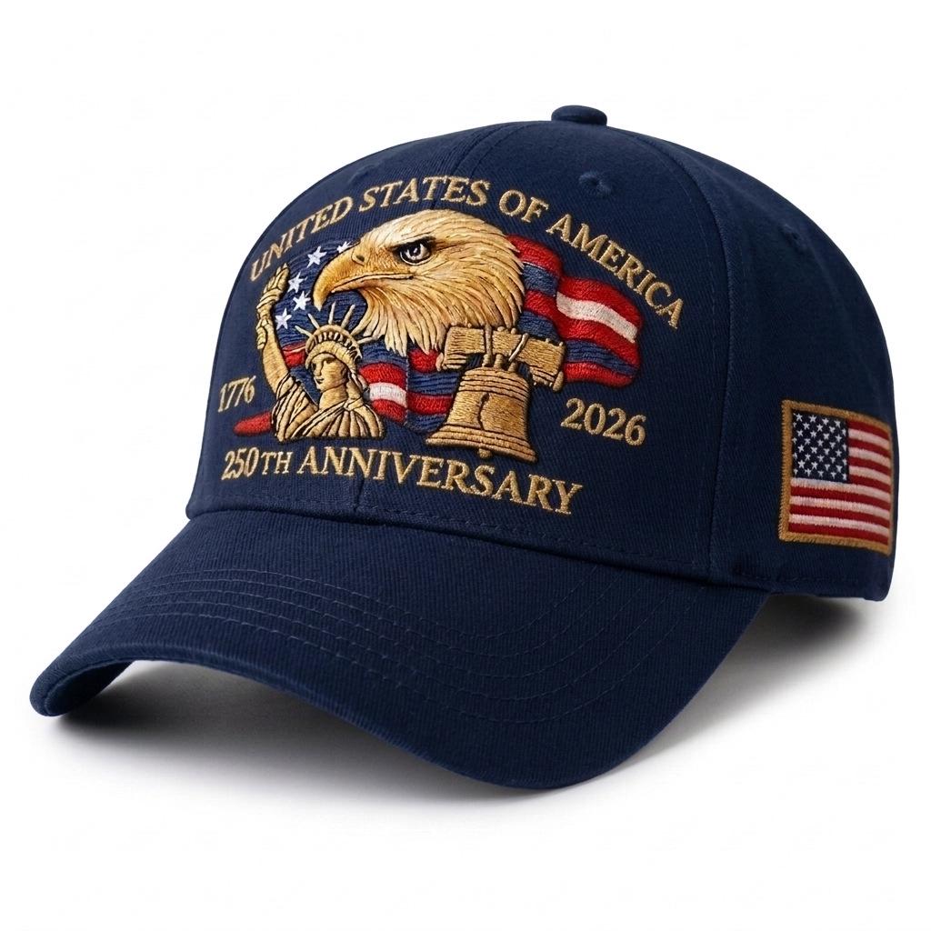 Limited Edition 250th Anniversary USA Eagle & Statue of Liberty Embroidered Baseball Cap, Unisex Adjustable