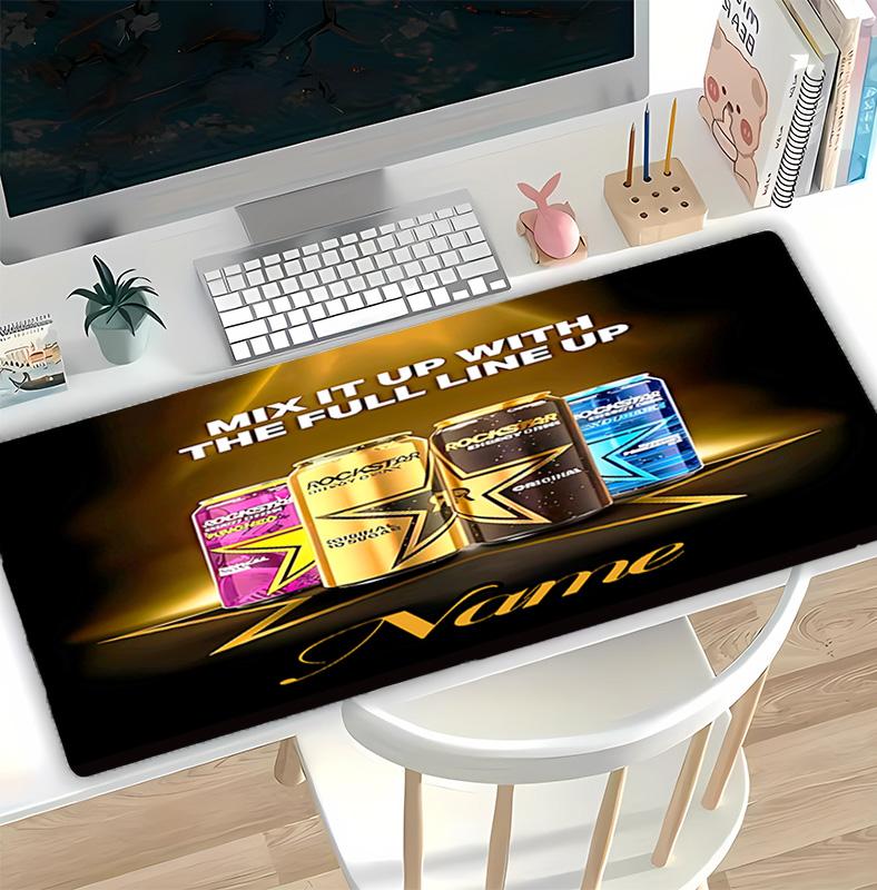 Customizable Name Rockstar Energy Logo Pattern Gaming Mouse Pad-Non Slip Rubber Base,Perfect Gamers,Esports,Ideal Gift Gaming Enthusiasts