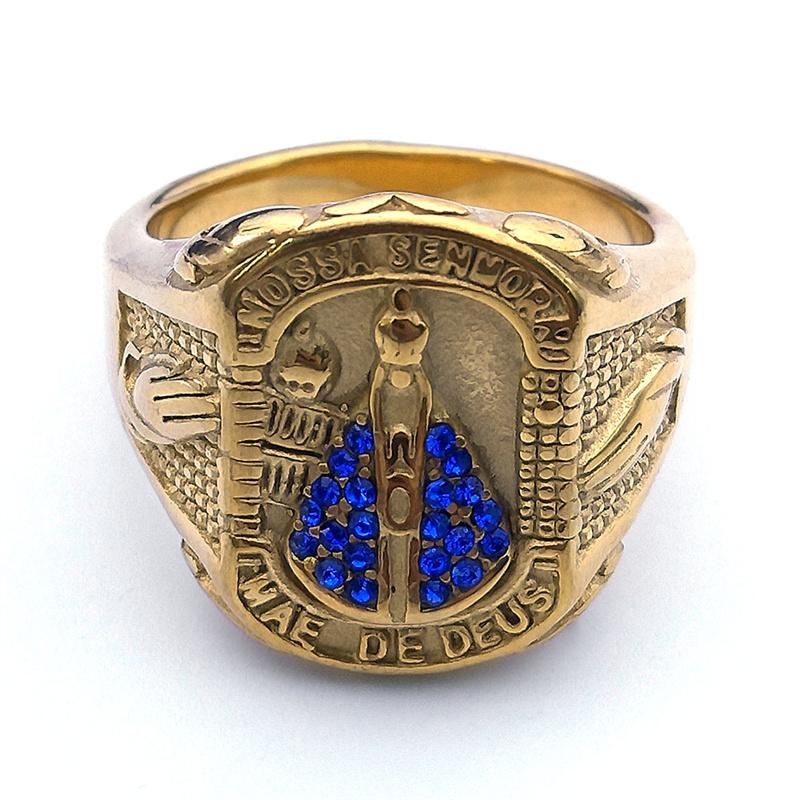 Кристалл Богоматери Апаресиды Бразилия Nossa Senhora Кольцо Мужское Нержавеющая Сталь Кольца Девы Марии Ювелирные Изделия Подарок Бойфренду RRR514S05