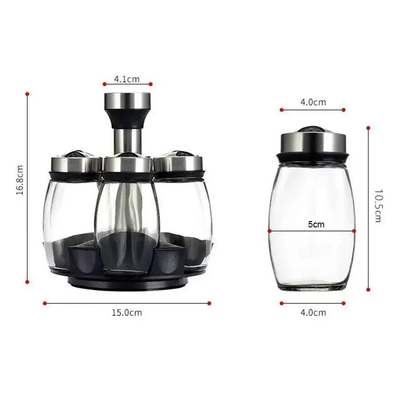 NEW Single Bottle Glass Jar and Spice Jar Set Rack Glass Seasoning Sugar Pepper Bottles Salt Shakers Holder Kitchen Storage Rack 2