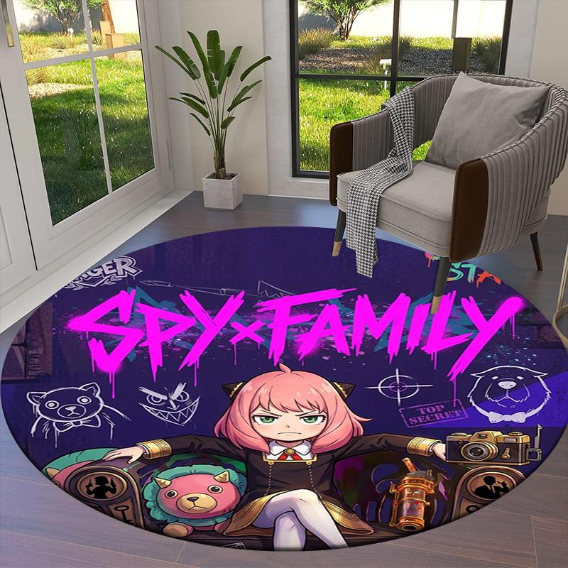 Spyxfamily Round Area Rug Carpet Rug For Living Room Bedroom Sofa Playroom Decor Nonslip Floor Mat