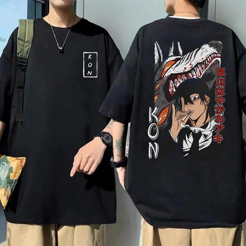 Японское аниме «Бензопила» унисекс Хаякава Аки Fox Devil Kon Футболка с принтом Унисекс Мягкие хлопковые футболки Унисекс Женская футболка Unisexga Уличная одежда