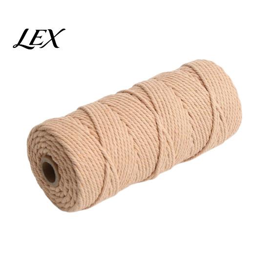 Natural Cotton Yarn for Knitting 3mm Cord, 109 Yards Twisted Craft Colored Durable String Crochet Making Tapestry, Hand Braiding, DIY Crafts Crafting
