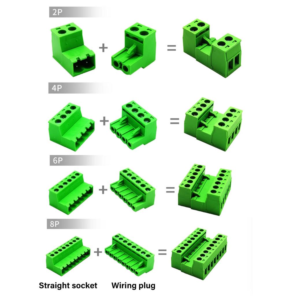 10 комплектов винтовых клеммных колодок с шагом 5,08 мм для монтажа на печатную плату, вставные клеммные колодки, штекерные и гнездовые разъемы