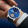 TEVISE Fashion Men's Mechanical Watch Automatic Mechanical Watch Leather Strap Men's Watch