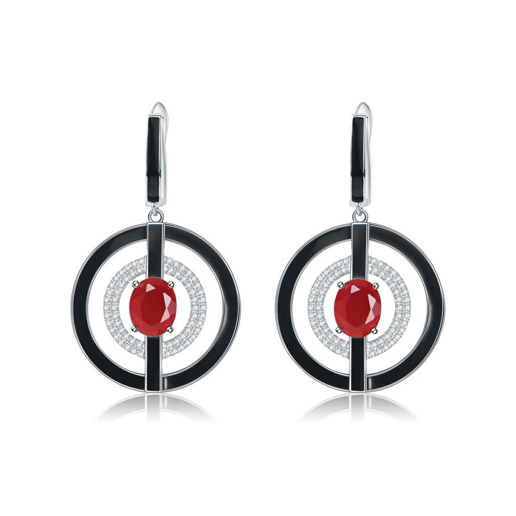 Оригинальные авторские серьги с эмалью из натурального топаза. Серьги с драгоценными камнями из серебра 925 пробы с индивидуальным дизайном.