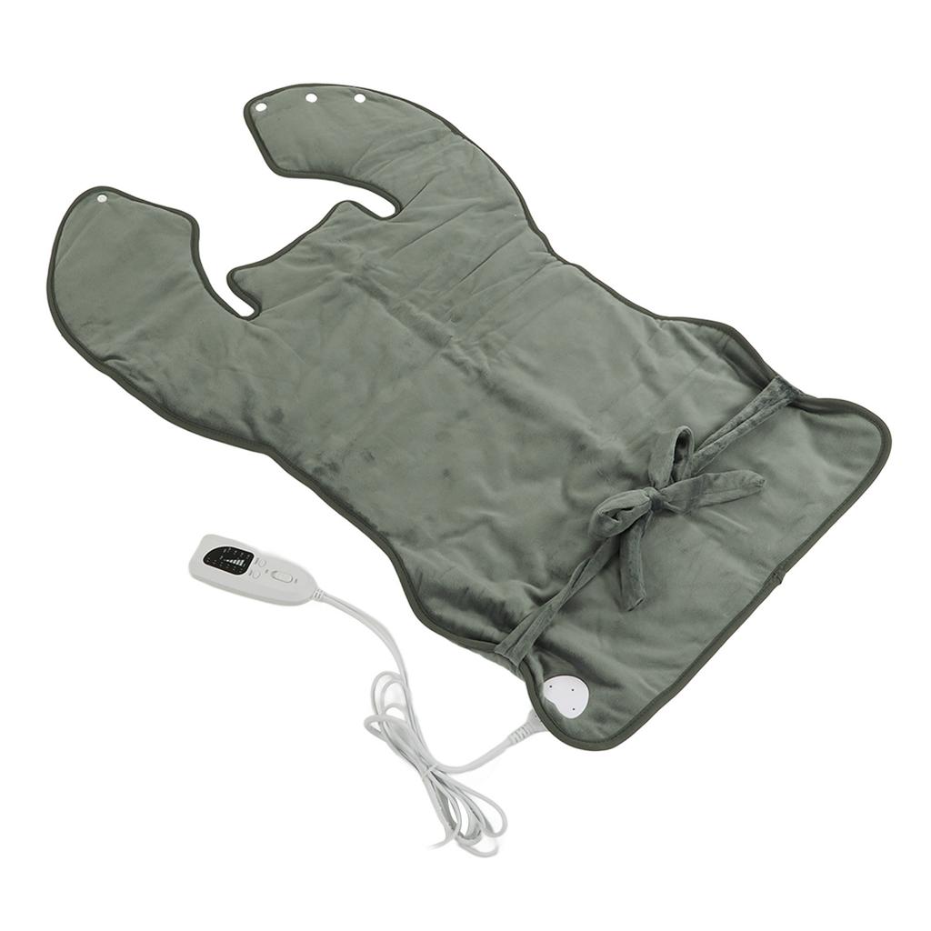 Back Heating Pad Dark Grey Soft Plush Hands Free Design Ergonomic Neck Outline 6 Temperature