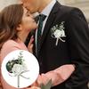 Flower Shaped Bridegroom Brooch Faux Silk Flower Suit Coat Pocket Decorative Corsage Imitation Rose Flower Gown Brooch Pin