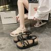 Rome with Skirt Sandals Women's 2025 Summer New Open-toed Versatile Beach Platform Super Soft Black Outer Sandals