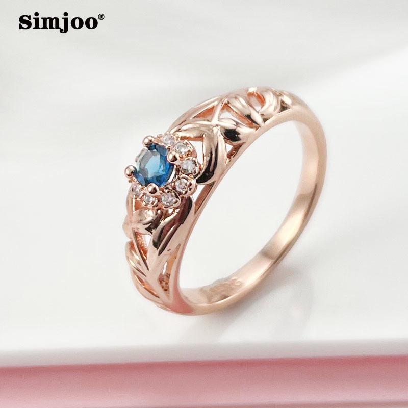 SIMJOO Модное кольцо с синим цирконом