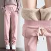 Женские зимние теплые брюки, корейские кашемировые брюки, повседневные бархатные широкие брюки, свободные флисовые спортивные штаны для женщин