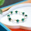 Свежий Кристаллический Малахит и Серебро 925 Пробы Браслет-Бусина Удачи