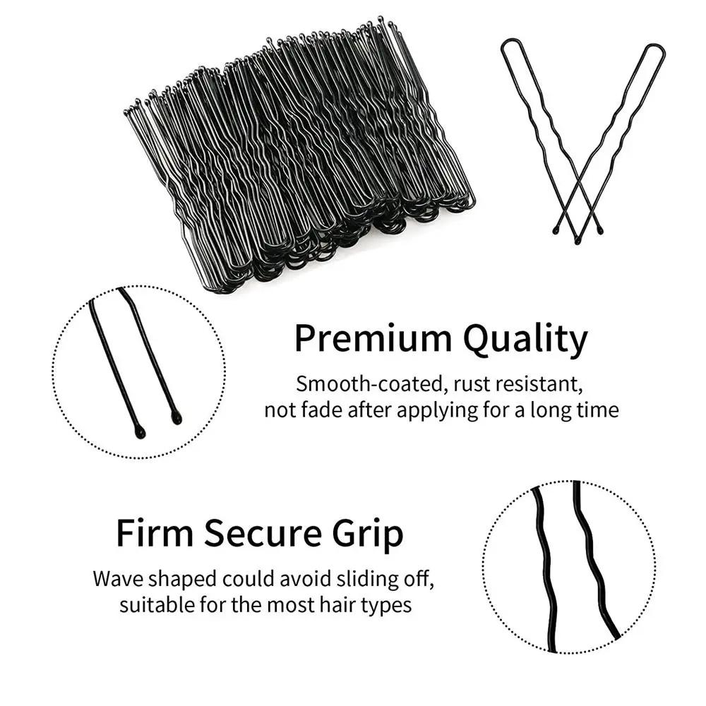 50/100 PCS  U Shaped Hair Pins Curly Wavy Grips Hairstyle Round Toe Ballet Hair Bobby Accessories Net Grips for Women Lady Girls