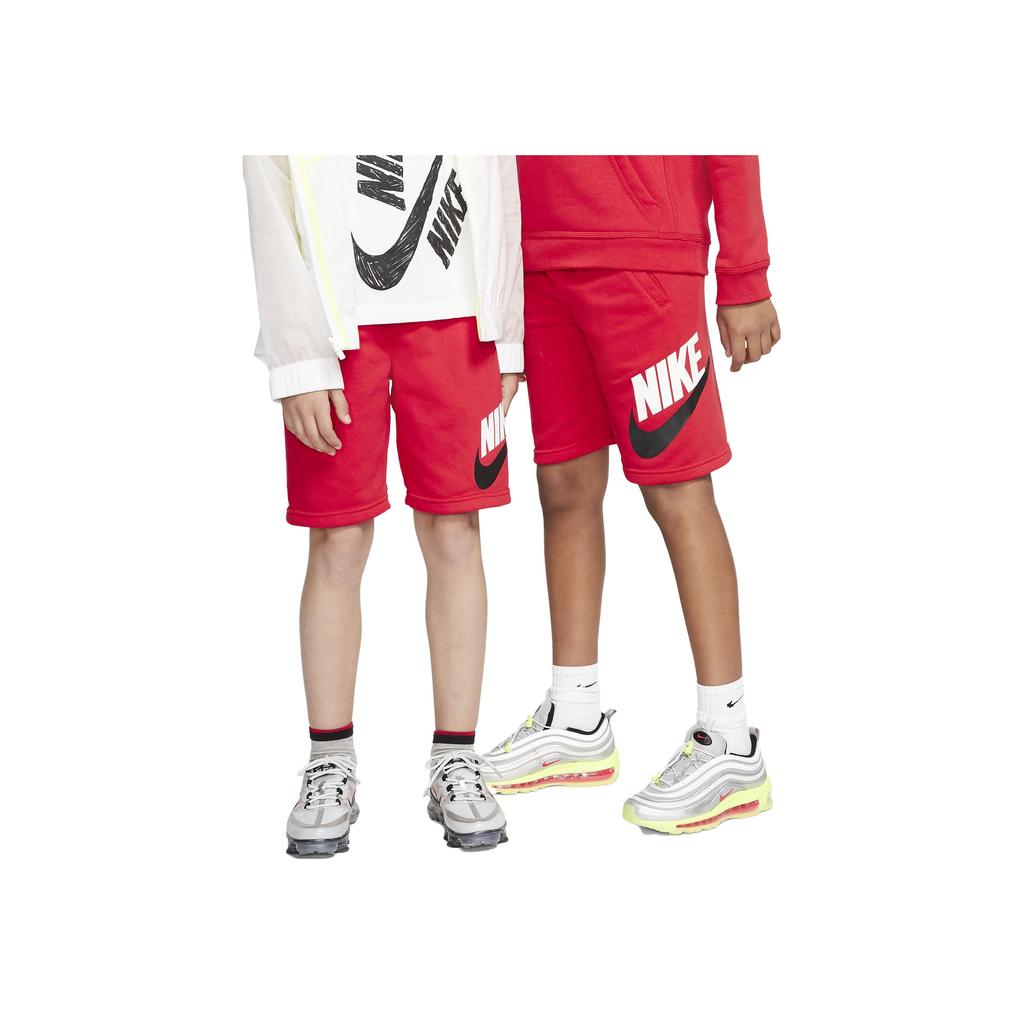 Nike Sportswear Club Fleece Logo Print Drawstring Loose Fit Shorts Kids Shorts University-Red CK0509-657
