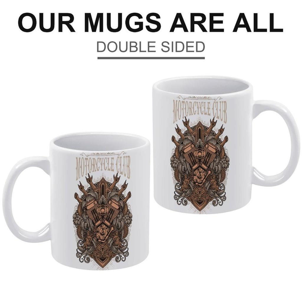 Белая глянцевая кофейная кружка 11 унций с двумя поверхностями для печати, прочная керамическая конструкция для горячих напитков и ежедневного времени для теплых напитков