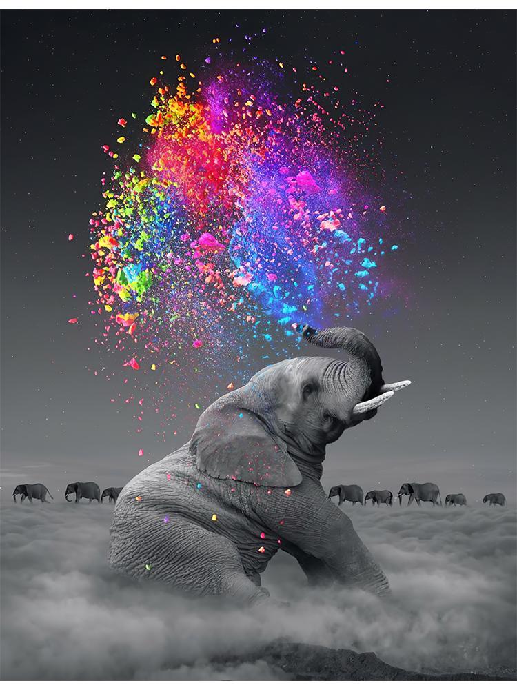 Скандинавская живопись, красочный дикий слон, холст, настенные художественные фотографии, постер с животными, украшение для современной гостиной, украшение для дома