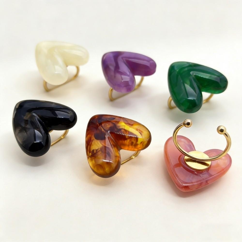 Простое кольцо с открытым ртом Личностное регулируемое кольцо Модное кольцо-сердце из смолы Мужское/Женское