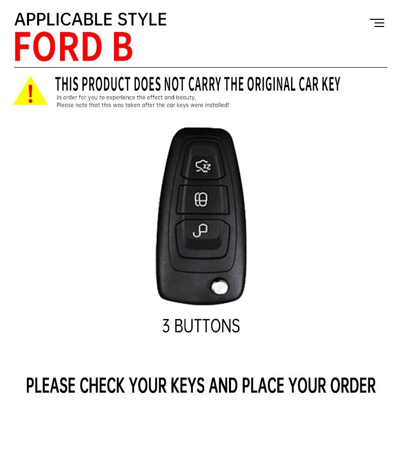 KLYD4 Car Key Case Fob Cover Holder Shell For Ford Ranger C-Max S-Max Focus Galaxy Mondeo Transit Tourneo Custom Keychain Accessories