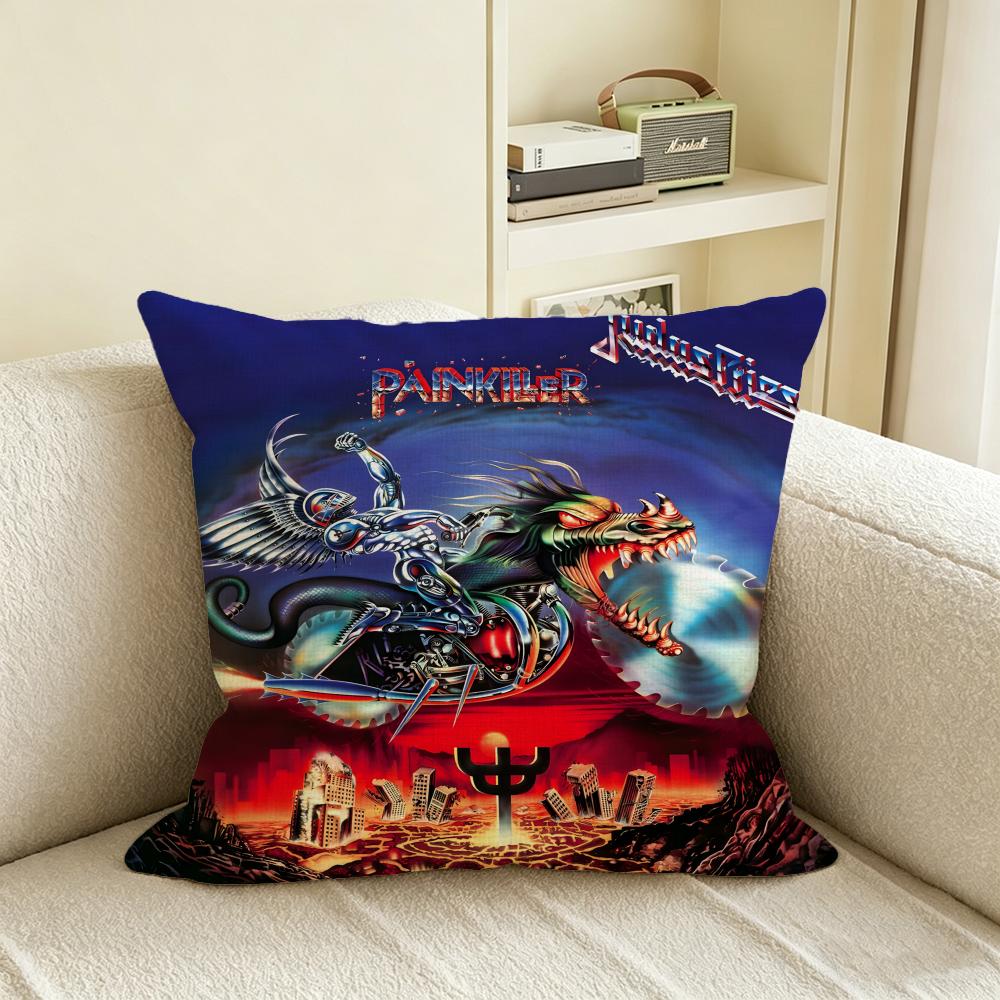 J-Judas Priest Cushion Cover Natural Linen Pillowcase Set, All-In-One Decor For Sofa, Bedroom & Chair