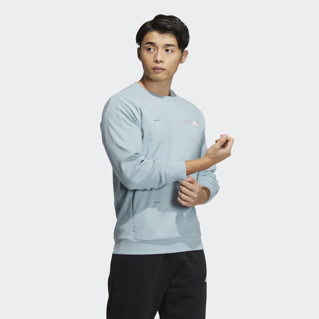 Adidas Logo Print Pattern Crew Neck Pullover Sweatshirt Men Sweatshirt Blue HY5849