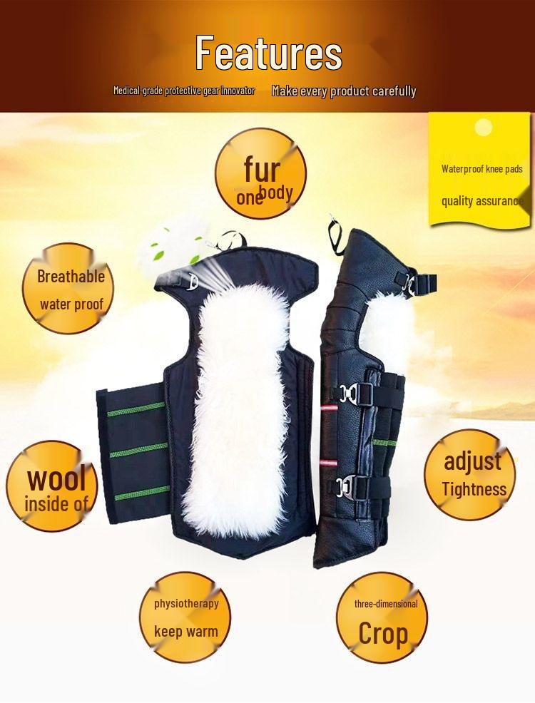 Наколенники из натуральной кожи и шерсти с флисовой подкладкой - Защита от зимнего холода и ветра для езды на мотоцикле и электросамокате