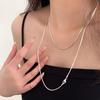 Yinruitai S925 Sterling Silver Layered Snake Chain Long Necklace for Women
