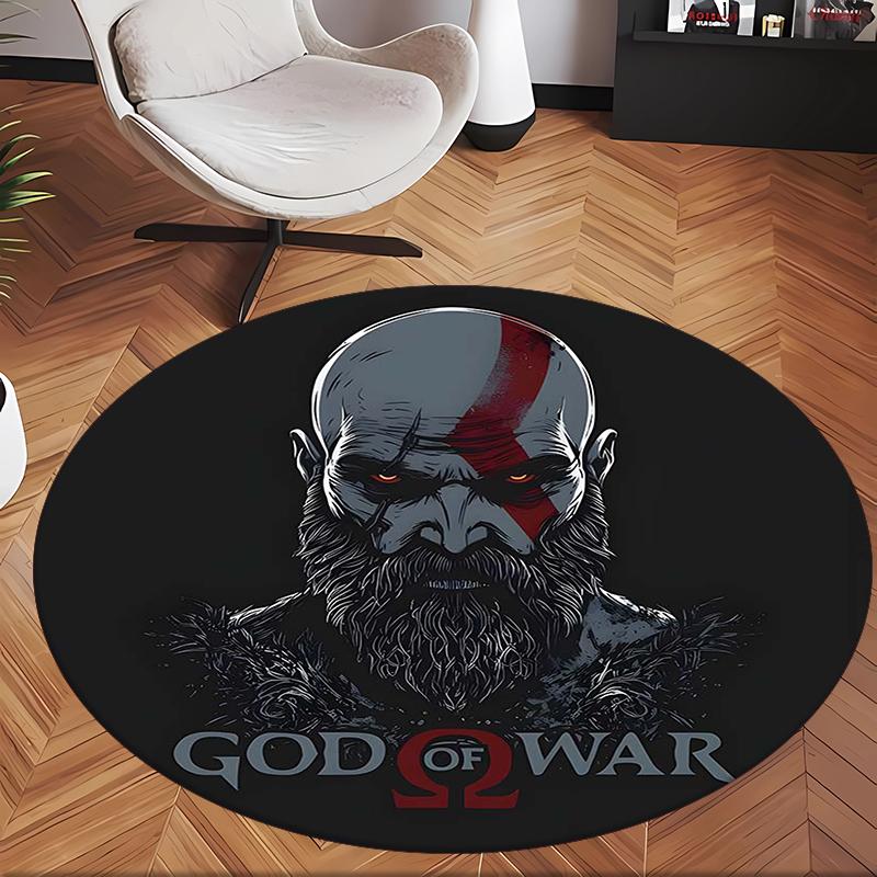 Kratos (1) Round Office Rug Decorative Floor Rug for Office Bedroom Living Room and Home Space