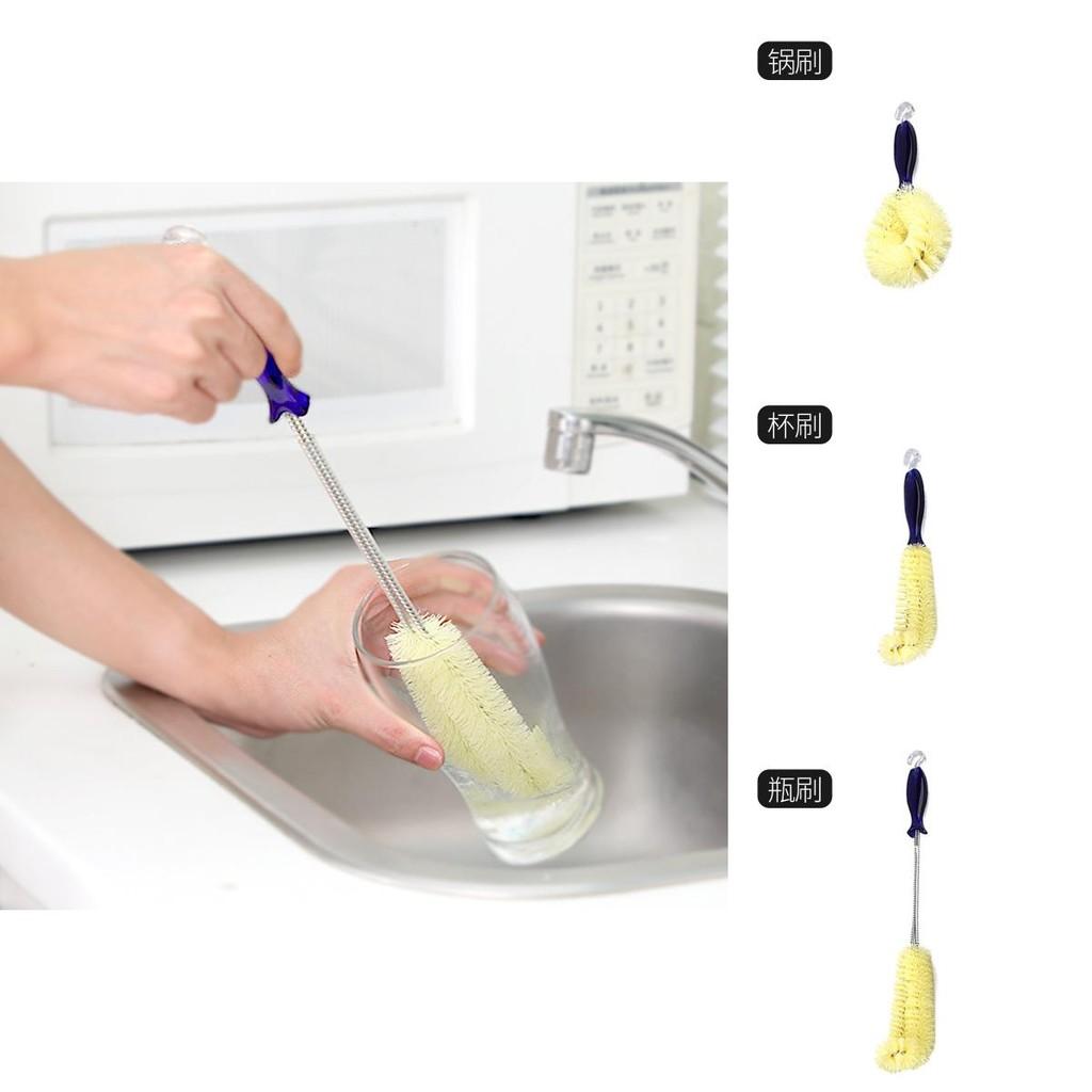 Curved Plastic Bottle Brush With Long Adjustable Handle For Kitchen And Home