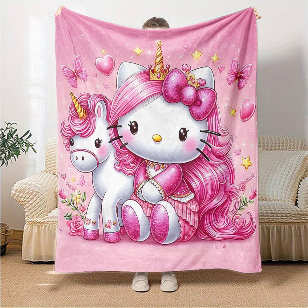 1 шт. Плед Hello Kitty с единорогом Легкий фланелевый плед для дивана, кровати, путешествий, кемпинга, гостиной, офиса, дивана, кресла