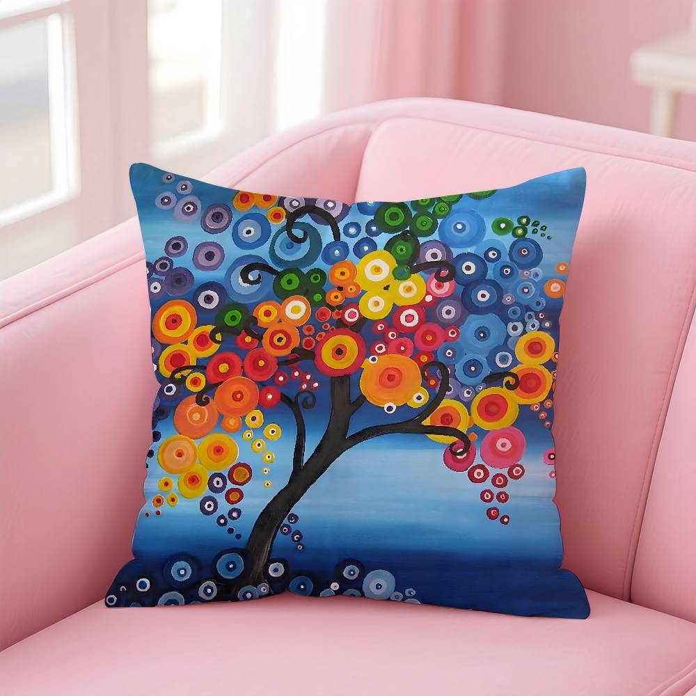 Colored Tree Pillow Case Pattern Printing Pillowcase Living Room Sofa Cushion Cover Bedroom Room Decor