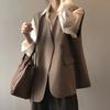 Женский жилет Осенний Теплый Эластичный Длинный Без рукавов Оверсайз Повседневный V-образный жилет