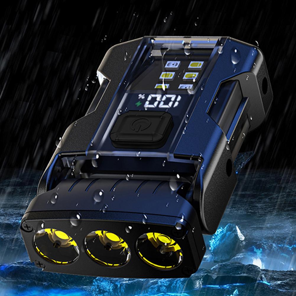 COB+SMD LED Powerful Work Light Power Display Mini Emergency Lantern Rotatable Pocket Hat Clip Light for Camping Fishing Walking
