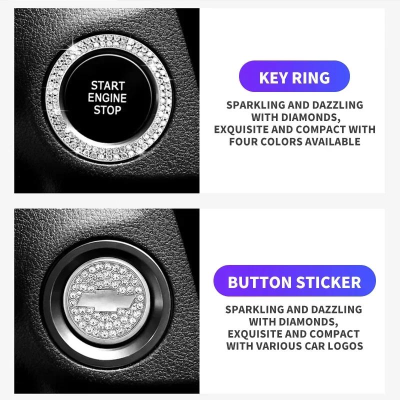 Car Start Switch Button Auto Decorative Diamond Stickers for Chevrolet Silverado Impala Malibu Equinox Cruze Camaro Blazer Aveo