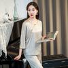 [Jinling] New ice silk pajamas women's summer Chinese style suit ice silk satin pullover jacquard home clothes
